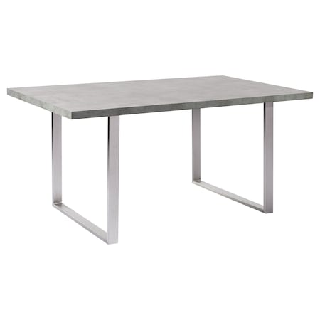 Armen Living Fenton Dining Table with Cement Gray Laminate Top and Brushed Stainless Steel Base LCFEDIBE